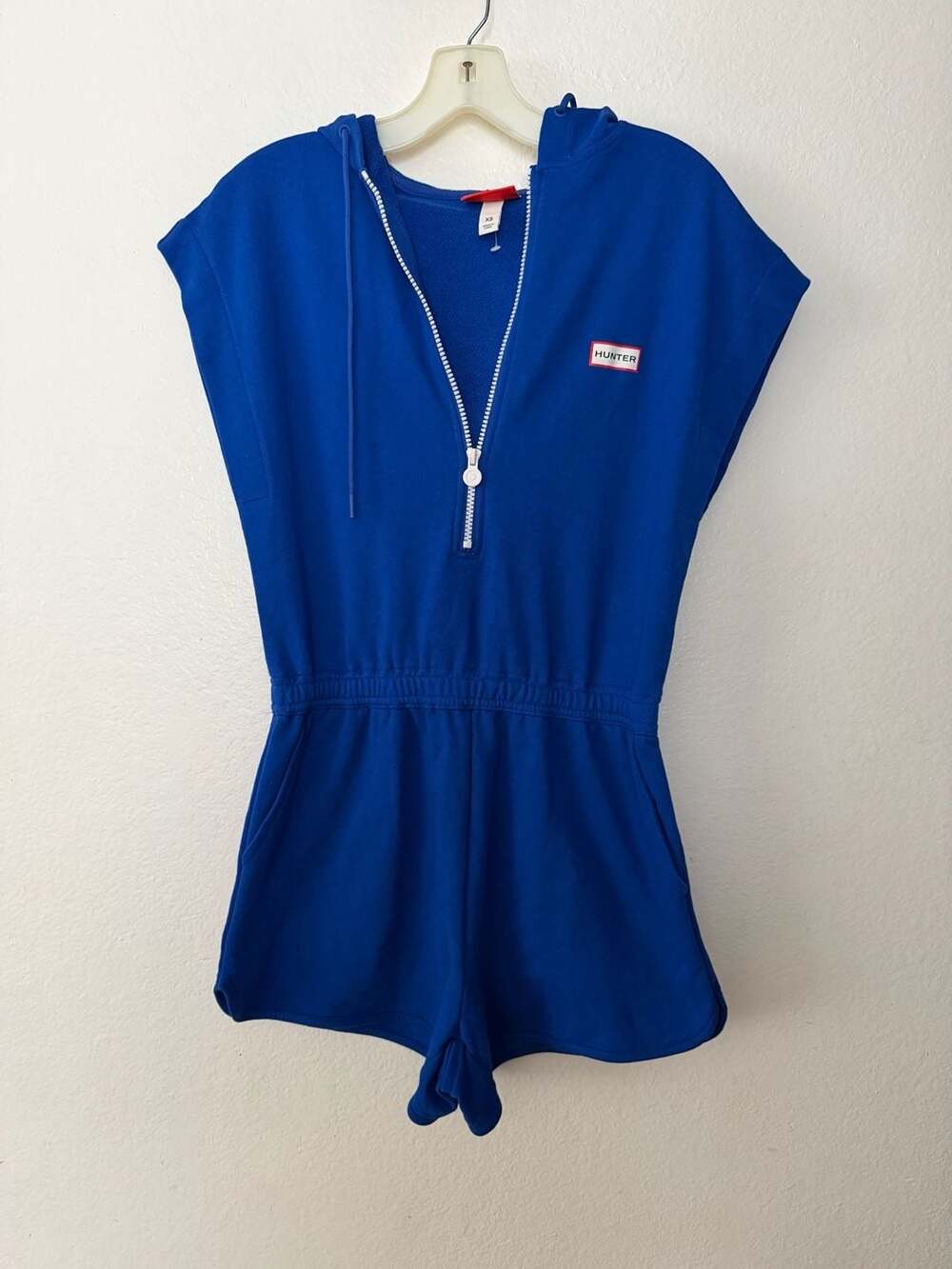 Hunter for Target Royal Blue Hooded Short Sleeve Zip-Up Romper
